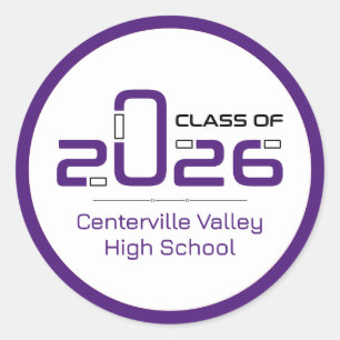 Sticker Rond Purple Futuristic Classe de 2026