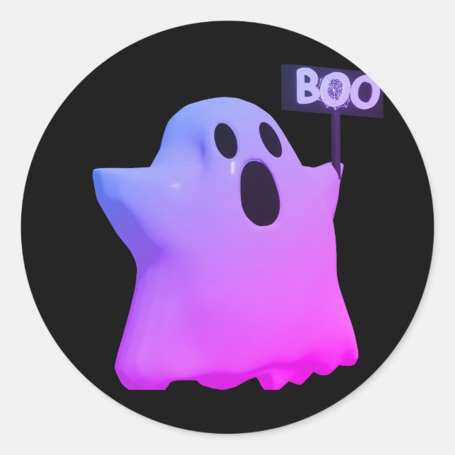 Sticker Rond Purple ghost 3d (Devant)