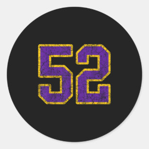 Sticker Rond Purple Gold Numéro 52 Joueur Jersey Uniforme #52 N