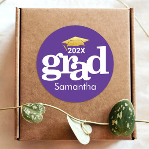 Sticker Rond Purple Graduation Or Bold Typographie moderne