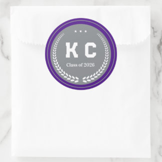 Sticker Rond Purple & Gray  Class of 2026 Graduation Envelope