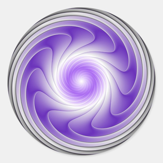 Sticker Rond Purple Grey 3D Swirl Moderne Abstrait Fractal Art (Devant)