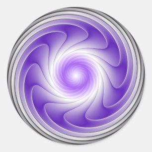 Sticker Rond Purple Grey 3D Swirl Moderne Abstrait Fractal Art