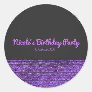 Sticker Rond Purple Grey moderne Glam Sequins Party Favoriser C