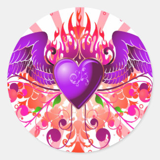 Sticker Rond Purple Grunge Aiguille Coeur Conception