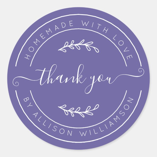 Sticker Rond Purple Homemade Thank You Label (Devant)