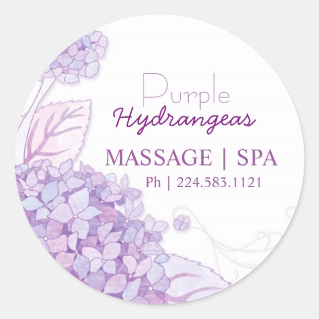 Sticker Rond Purple Hydrangeas Business Promotionnels (Devant)