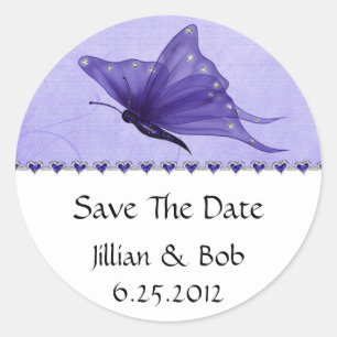 Sticker Rond Purple Jewel Hearts Purple Butterfly Enregistrer L