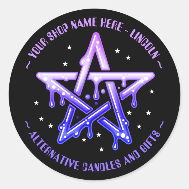 Sticker Rond Purple Kawaii Pentagram Witchcraft gothique (Devant)