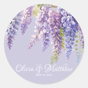 Sticker Rond Purple lavande aquarelle glycine florale lilas