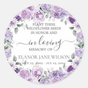 Sticker Rond Purple Lilac Floral Mémorial Funeral semence Packe
