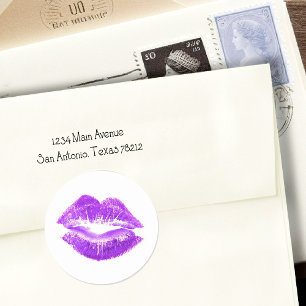 Sticker Rond Purple Lips Lipstick Kiss SWAK