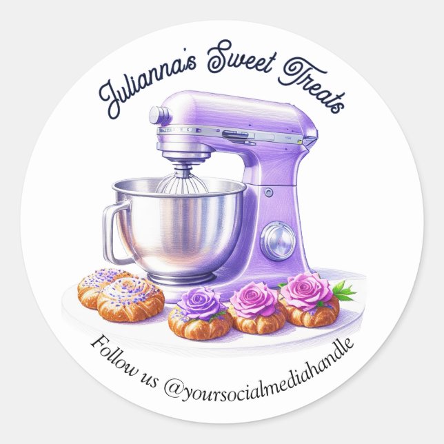 Sticker Rond Purple Mixer Bread Bakery Pastry Chef (Devant)