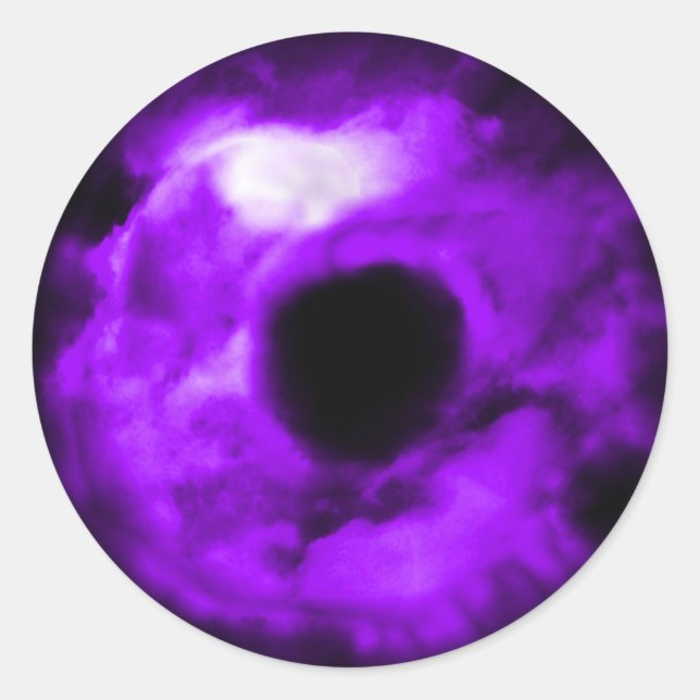 Sticker Rond Purple Oeil regard graphique, nuageux à l'intérieu (Devant)