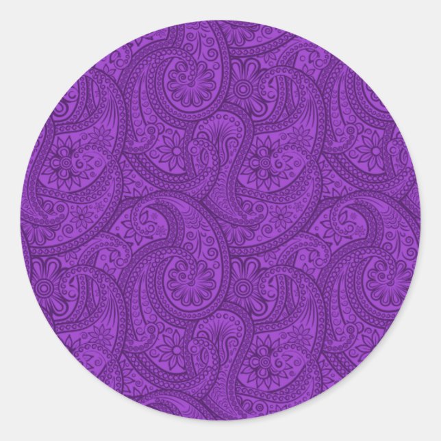 Sticker Rond Purple Paisley (Devant)