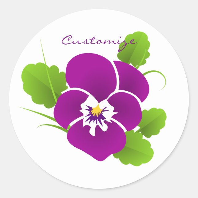 Sticker Rond Purple Pansy Flower Thunder_Cove (Devant)