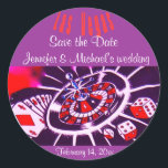 Sticker Rond Purple Passion Las Vegas Mariage<br><div class="desc">Le design de Las Vegas Purple Passion est lumineux,  audacieux et moderne pour tous les besoins des mariés et des mariages. Un style parfait pour les mariages de Las Vegas ou toute destination avec casino et jeux d'argent.</div>