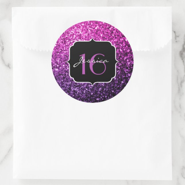 Sticker Rond Purple Pink Ombre parties scintillant scintille Sw (Sac)