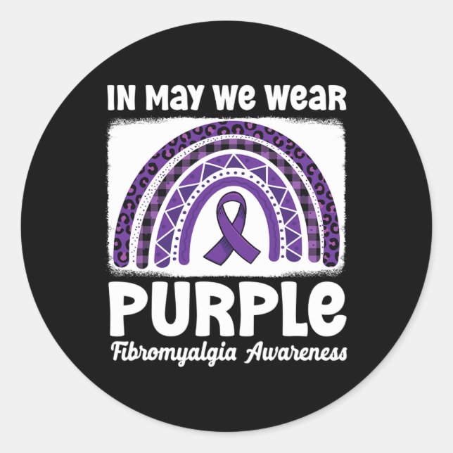 Sticker Rond Purple Rainbow Support Fibro Warrior Fibromyalgia (Devant)