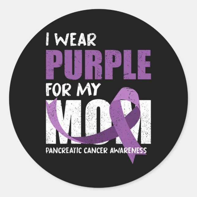 Sticker Rond Purple Ribbon Fighter Maman Pancreatic Cancer Awar (Devant)