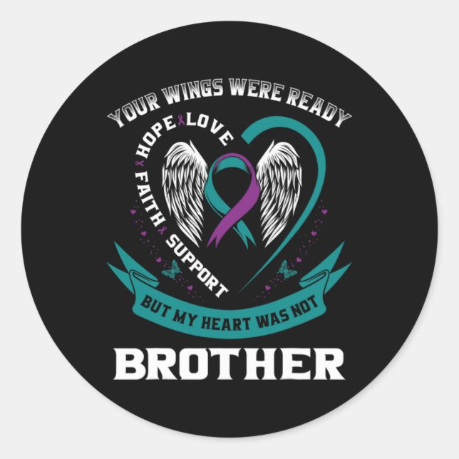 Sticker Rond Purple Ribbon Wing Suicide Awareness Prevention Br (Devant)