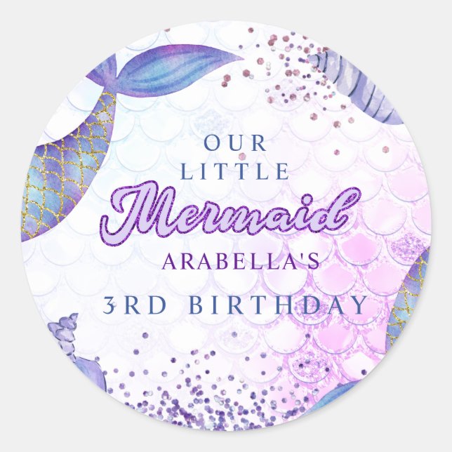 Sticker Rond Purple rose Parties scintillant moderne Sirène Ann (Devant)