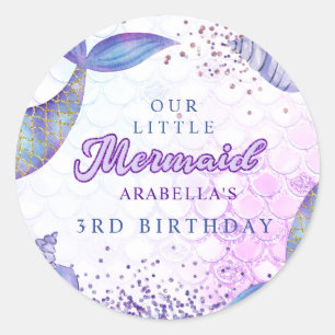 Sticker Rond Purple rose Parties scintillant moderne Sirène Ann