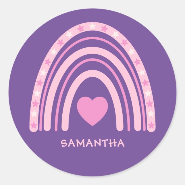 Sticker Rond Purple rose Rainbow Nom de l'école (Devant)