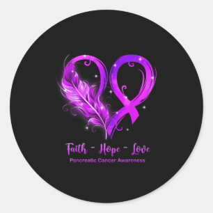 Sticker Rond Purple Ruban Coeur Foi Espoir Amour Pancréatique P