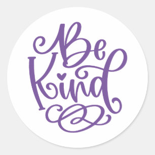 Sticker Rond Purple Script Be Kind
