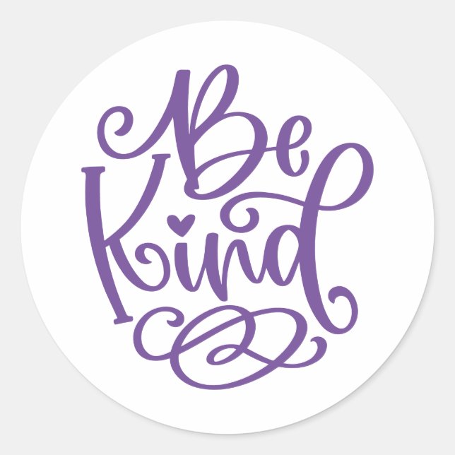 Sticker Rond Purple Script Be Kind (Devant)