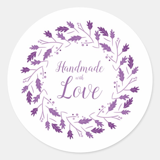 Sticker Rond Purple Shades Design with Leaves & Branches (Devant)
