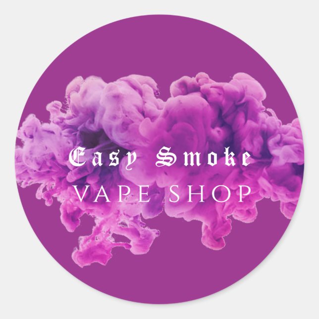 Sticker Rond Purple Smoke Vape Boutique (Devant)
