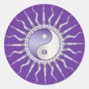 Sticker Rond Purple Starburst Yin Yang