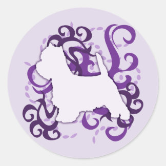 Sticker Rond Purple Swirl Westie
