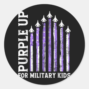 Sticker Rond Purple Up For Military Kids Military Child Mois