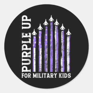 Sticker Rond Purple Up For Military Kids Military Child Mois