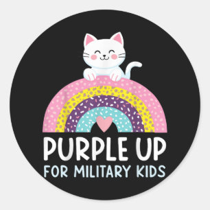 Sticker Rond Purple Up For Military Kids Mois Militaire Enfant