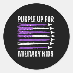 Sticker Rond Purple Up For Military Kids Us Drapeau Militaire C