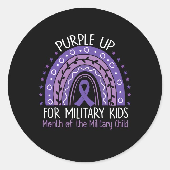 Sticker Rond Purple Up Militaire Mois Enfant Rainbow Ribbon Pur (Devant)