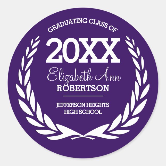 Sticker Rond Purple|White Laurel Wreath (Devant)
