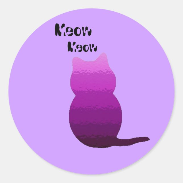 Sticker Rond purpleshadeglass, Meow, Meow (Devant)