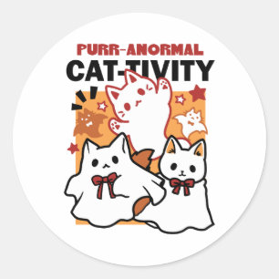Sticker Rond Purr-anormal Cat Cat mignonne Halloween Conception