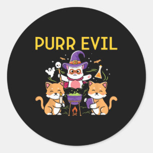 Sticker Rond Purr Evil Halloween Chats sorcières Amusants Chats