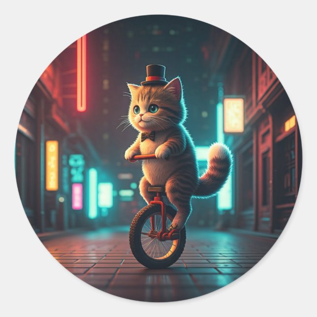 Sticker Rond Purr-fect Pixelé (Devant)
