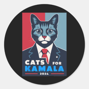 Sticker Rond Purrfect Cats For Kamala Harris 2024 Président