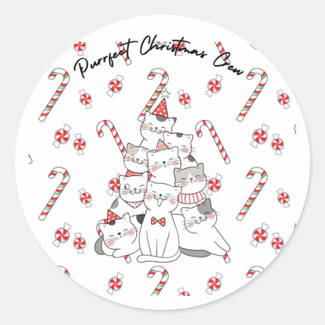 Sticker Rond Purrfect Christmas Crew Holiday Sickers (Devant)