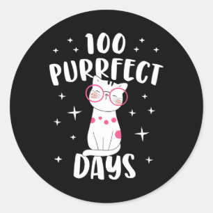 Sticker Rond Purrfect Days Chat Happy 100e Jour De Costum De L'