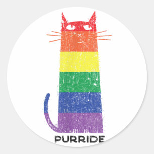 Sticker Rond Purride Shirt LGBT Drôle Gay pride Chat Saying Gra