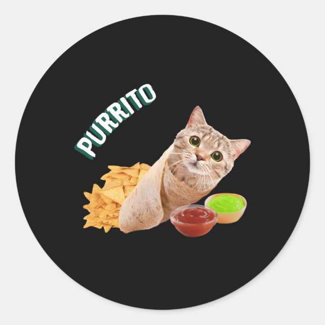 Sticker Rond Purrito Chat Dans Un Burrito (Devant)